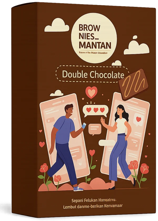 Kemasan Double Chocolate warna cokelat